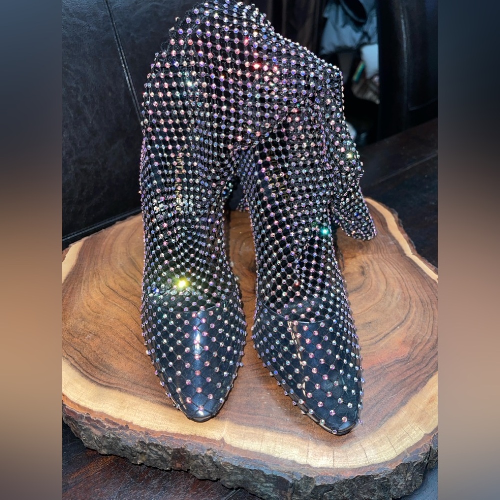 Saint Laurent Koller Rhinestone Mesh Boots - Picture 2 of 8